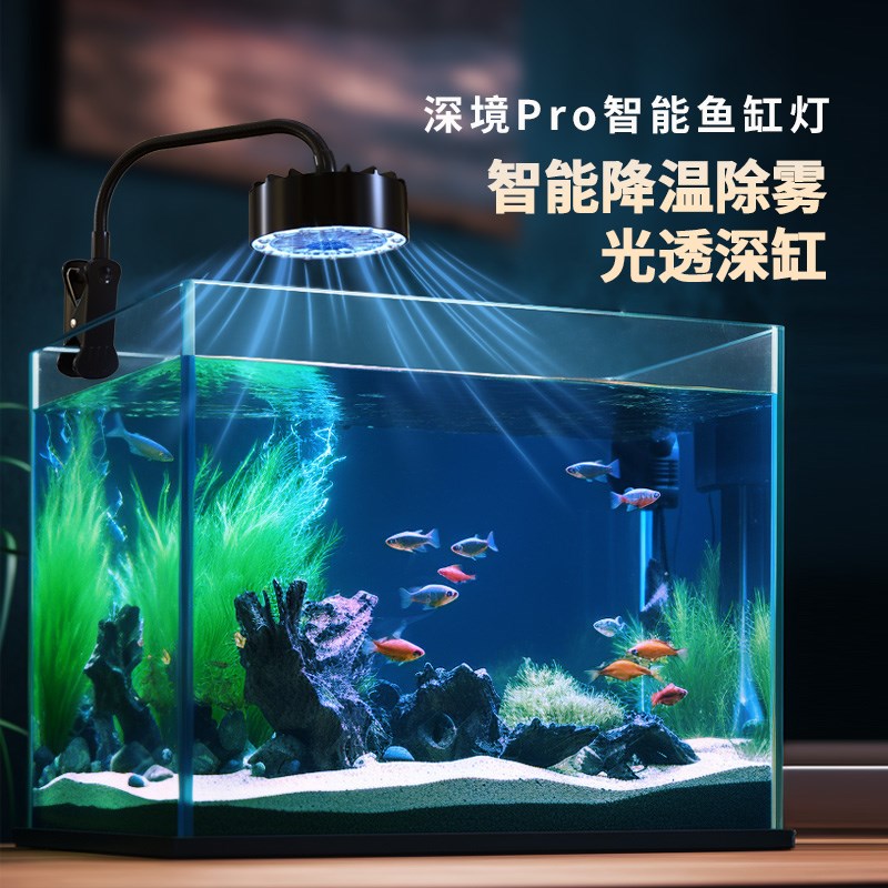 蓝耳斑羚鱼缸灯全光谱水草爆藻灯海缸降温通风led珊瑚灯小型