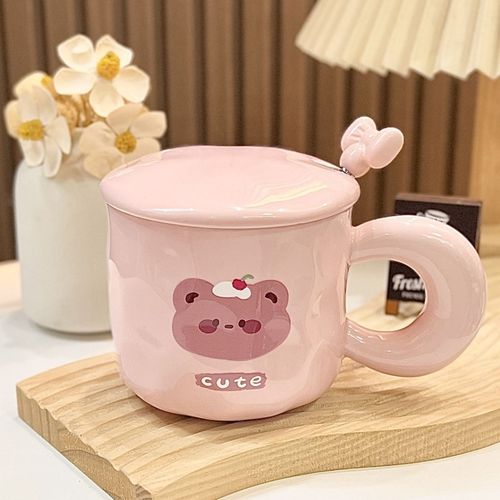 少女心小海狸克杯可爱卡通家用带盖水杯送姐妹闺蜜生日礼物有意义