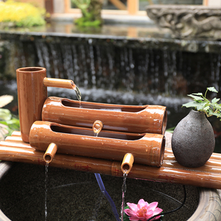 陶瓷鱼缸竹子过滤器圆缸瓷缸增氧上置过滤盒鱼盆过滤设备静音