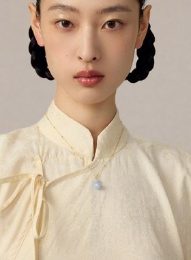 宝得意葫芦蓝纹玛瑙项链玉石福禄吊坠中式珠宝美学饰品蓝色配饰女