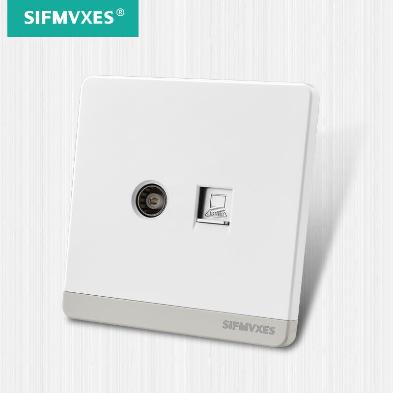 大板白大功率开关银点磷铜墙壁开关插座电视电脑连体墙壁插座