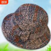 中老年人女士帽子秋冬妈妈老太太毛呢奶奶老人保暖渔夫帽棉帽