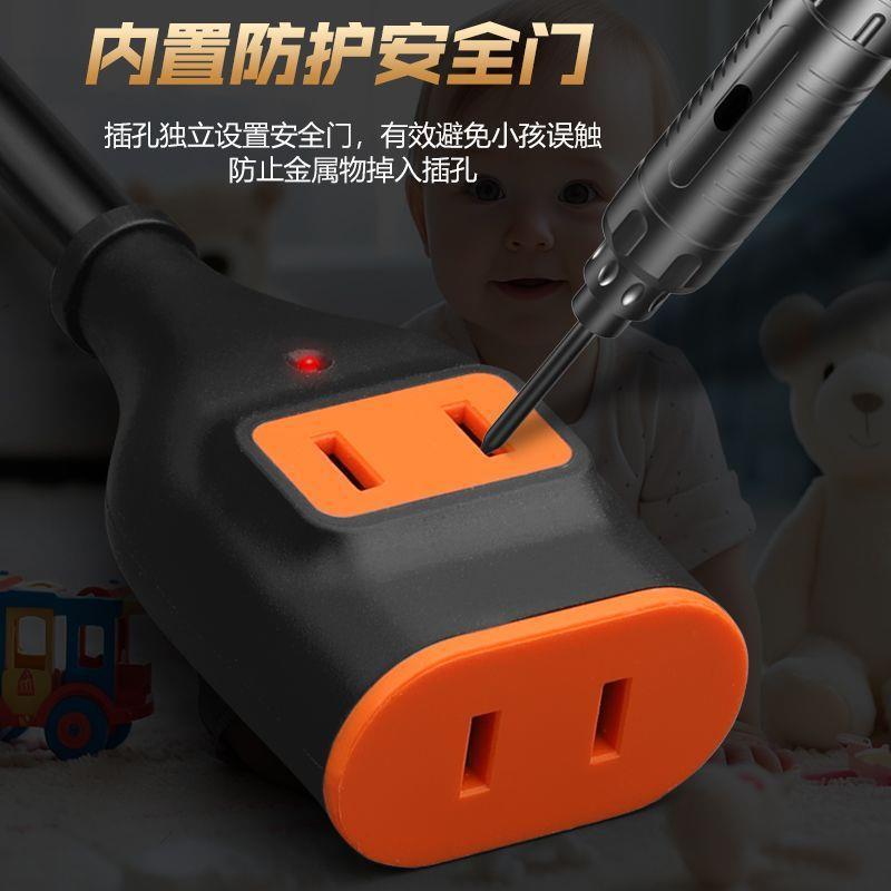 电动车大功率充电二脚插头电源延长线通用型插座转换器地拖线插排
