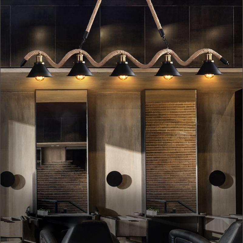 创意复古工业风服装店餐厅灯吧台个性麻绳吊灯咖啡厅饭店灯具轻奢