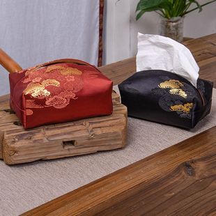 家用布艺纸巾盒卫生纸盒中式织锦云松简约小清新抽取式卫生纸布袋