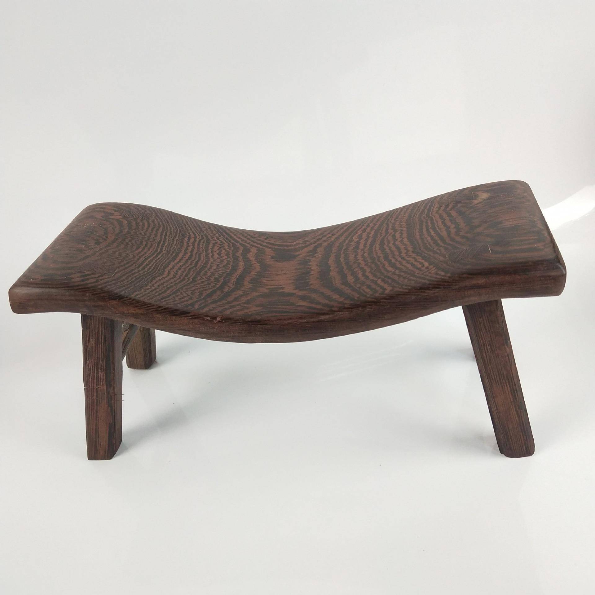 鸡翅木U型枕家用夏季凉枕老年人保护颈椎实木枕头弯凳子睡枕