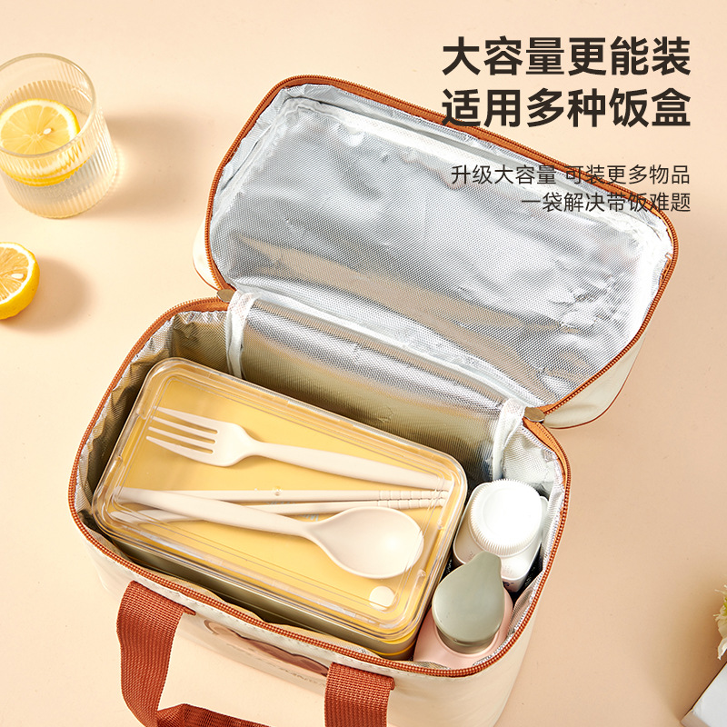卡通手提饭盒袋上班族学生大容量加厚防水午餐包露营野餐铝箔袋
