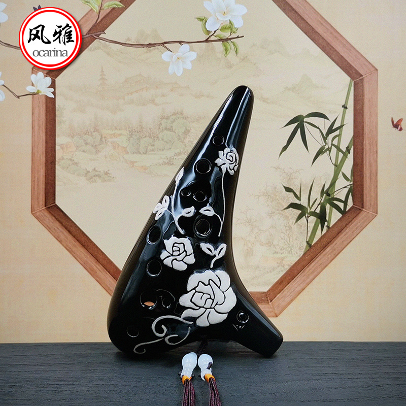 风雅十二孔中音C调陶笛12孔AC陶瓷材质学生成人初学入门教学ac