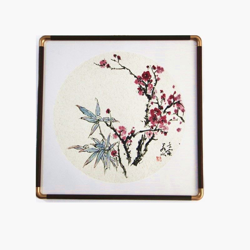 新中式实木国画框定做可定制装裱斗方黑胡桃木圆角挂墙书法字画裱,家居饰品,国画,淘宝优惠券,粉丝福利购,淘宝优惠卷