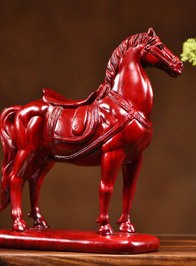 红花梨马到成功摆件家居客厅实木生肖马办公书房装饰乔迁开业礼品