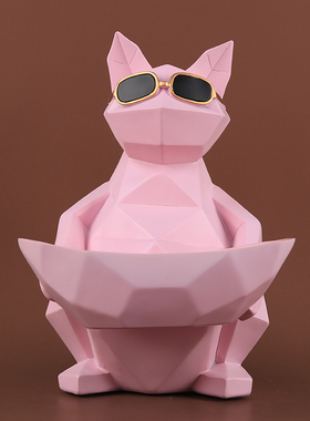 北欧创意几何法斗狗客厅样板间摆件开业贺礼家居钥匙收纳装饰摆设