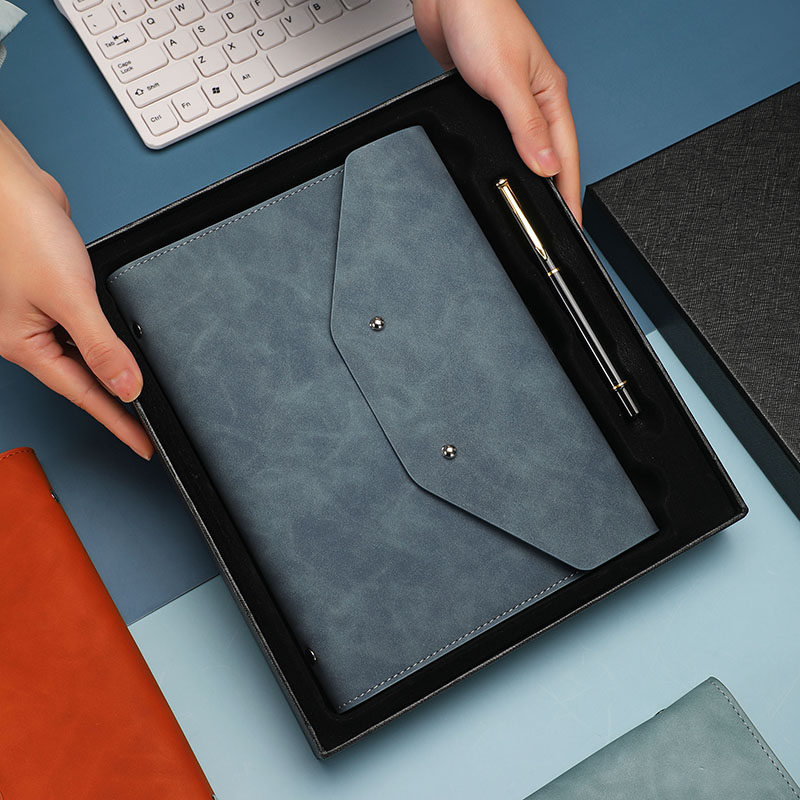 铆钉软皮商务笔记本子办公会议加厚工作记事本简约日记本定制logo