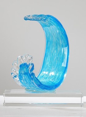 风生水起琉璃招财抽象大师手作摆件办公室客厅酒店玄关装饰品摆设