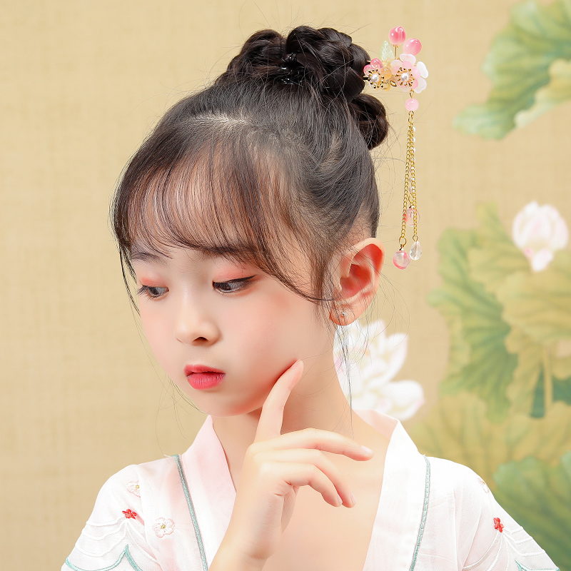 儿童汉服头饰簪子女童盘头发发簪古风中国风步摇古装流苏发钗发饰