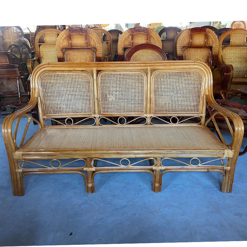 定制藤编真藤三人沙发客厅阳台简约手工编织藤椅子印尼藤条