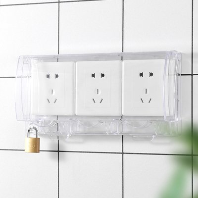 86型三位连体插座防水罩浴室卫生间防水盒3三联开关插座锁防溅盒