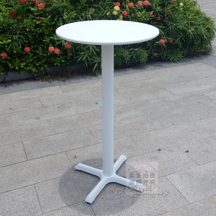 户外高脚吧台桌椅碳钢金属咖啡小圆桌防水防晒全黑酒吧桌折叠收纳
