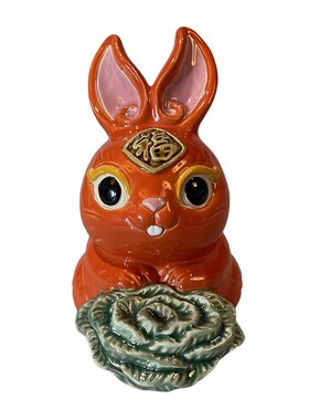 美陶 十二生肖兔 可爱家居柜子摆件新中式手工陶瓷工艺品创意礼品