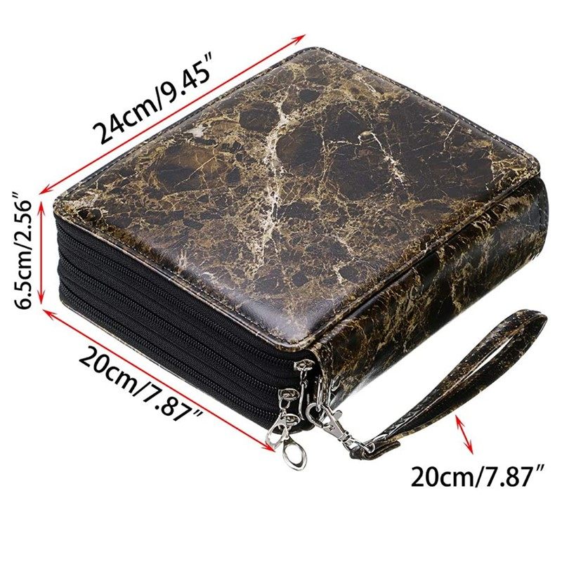 高档皮质笔袋彩铅收纳包素描炭笔笔帘120/180色美术写生工具包盒