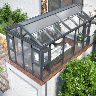 别墅露台平台封阳台系统阳光房空中庭院玻璃房断桥铝合金门窗定制
