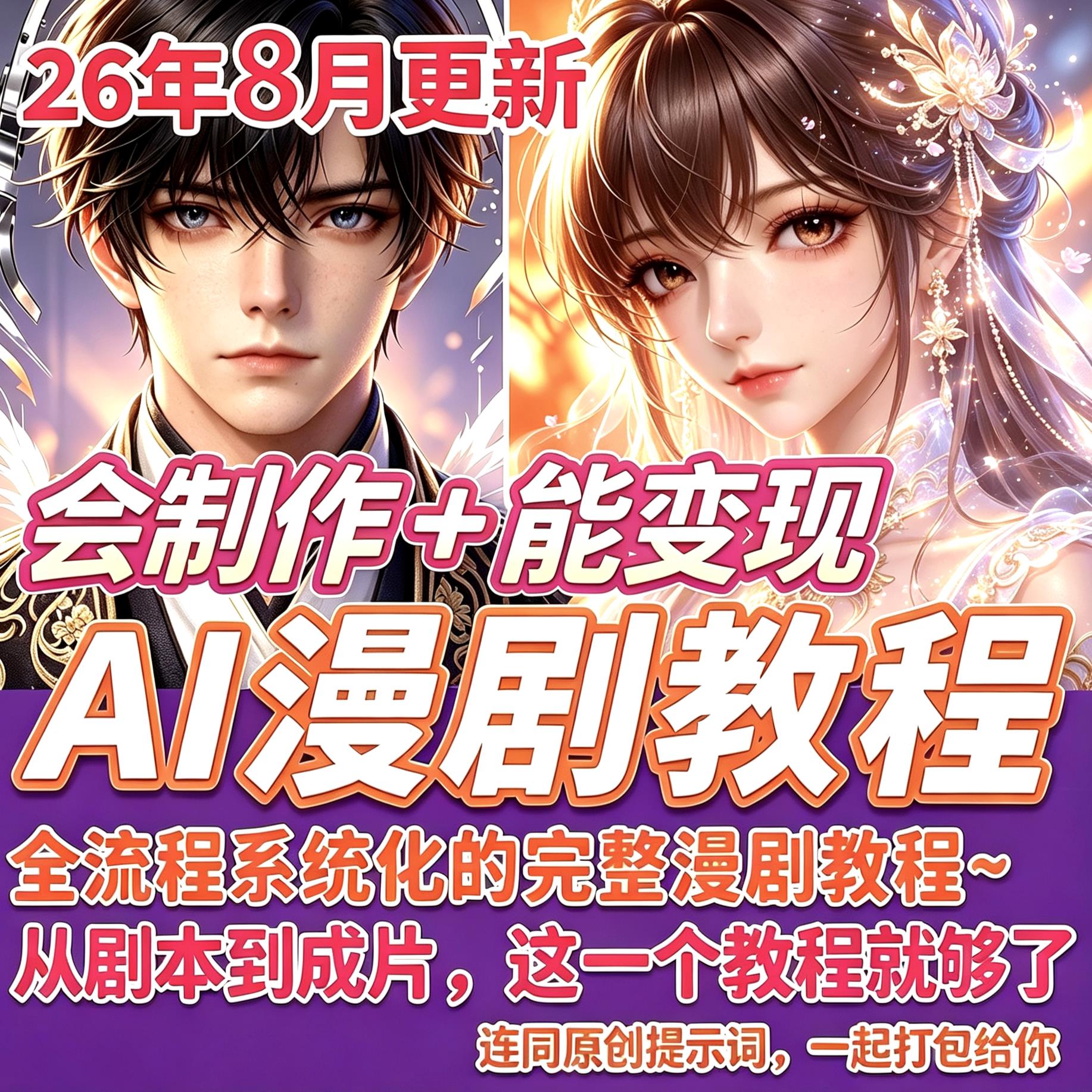 2026年AI漫剧制作玩法短剧视频剪辑零基础教程新手变现课程素材
