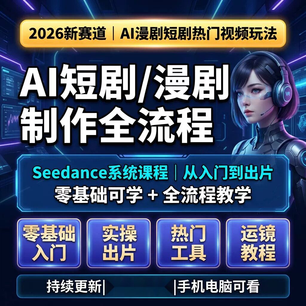 2026ai漫剧短视频生成与制作教程seedance系统课程从入门到精通图片