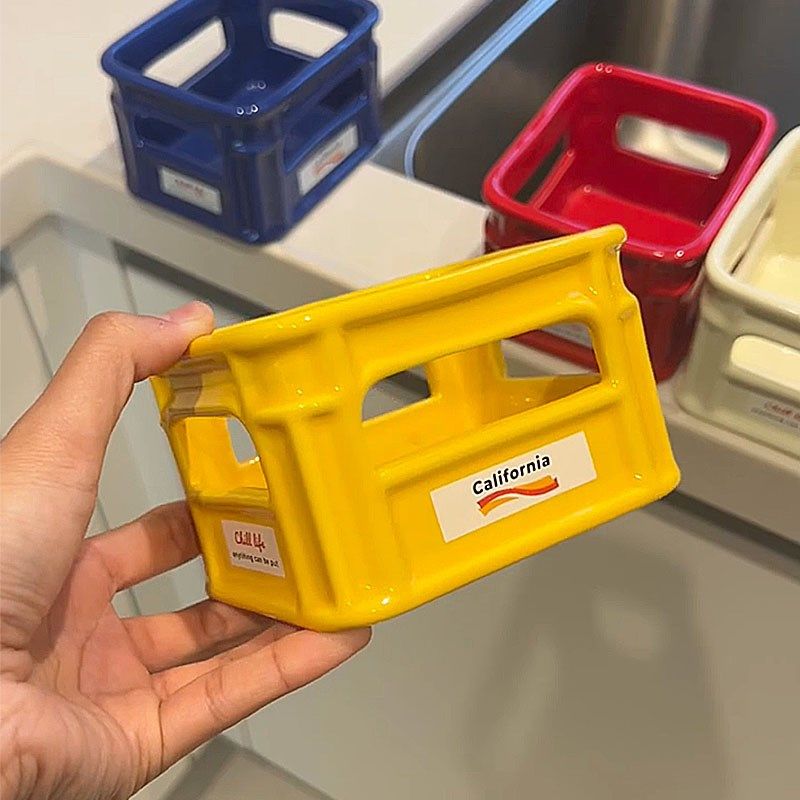 多巴胺复古收纳筐高颜值陶瓷小酒筐水果茶包咖啡零食碗多功能整理,收纳整理,桌面收纳盒,淘宝优惠券,粉丝福利购,淘宝优惠卷