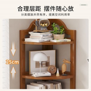 多层置物架楠竹三角架转角柜家用客厅三角柜储物架墙角柜子书架子