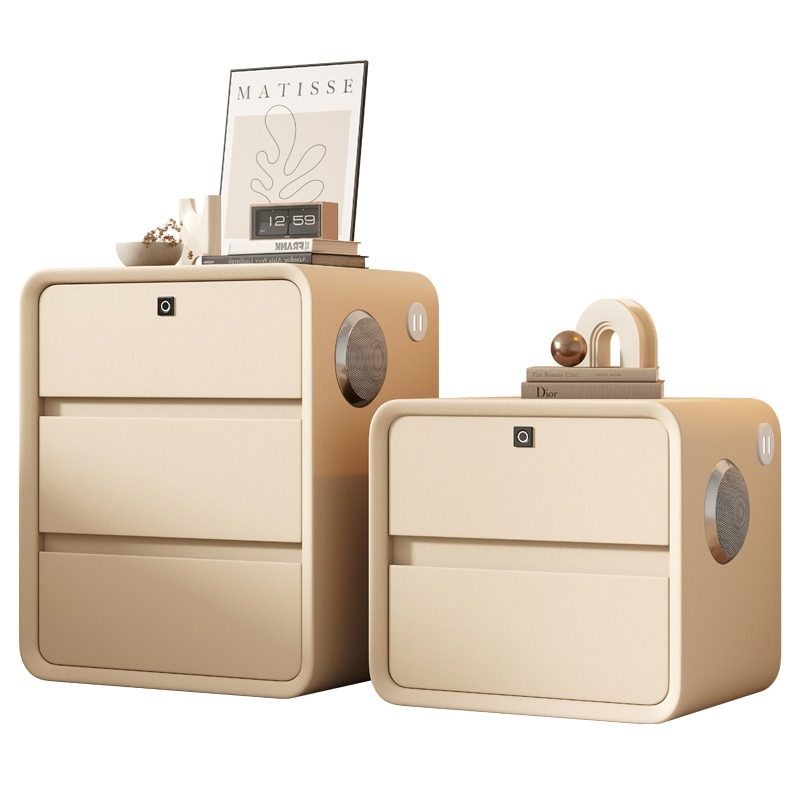 奶油风智能床头柜现代简约全实木卧室轻奢高级感超极窄小型多功能,住宅家具,床头柜,淘宝优惠券,粉丝福利购,淘宝优惠卷