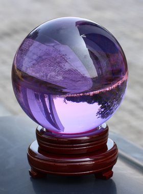 紫色水晶球玻璃球酒柜玄关室办公桌隔断客厅家居装饰摆放卧室摆件