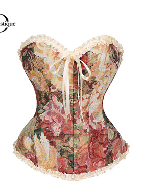 Dynastique重工鱼骨胸衣塑身衣高级感复古花边气质上衣女修身显瘦