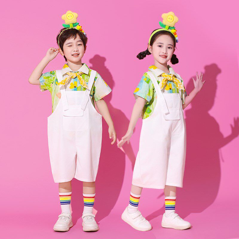 六一儿童表演服装幼儿园可爱背带裤舞蹈服小学生S啦啦队毕业照演