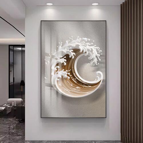 现代简约客厅装饰画n抽象艺术海浪风景沙发背景墙落地画玄关走廊