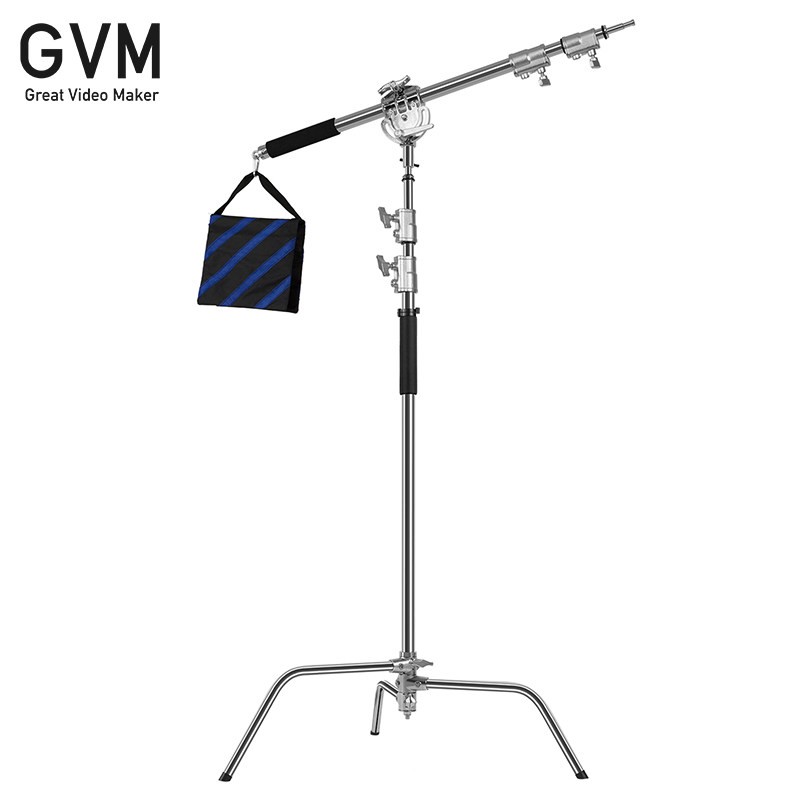 GVM升级版加e粗不锈钢横臂斜臂三脚架支架专业影视补光灯闪光灯魔