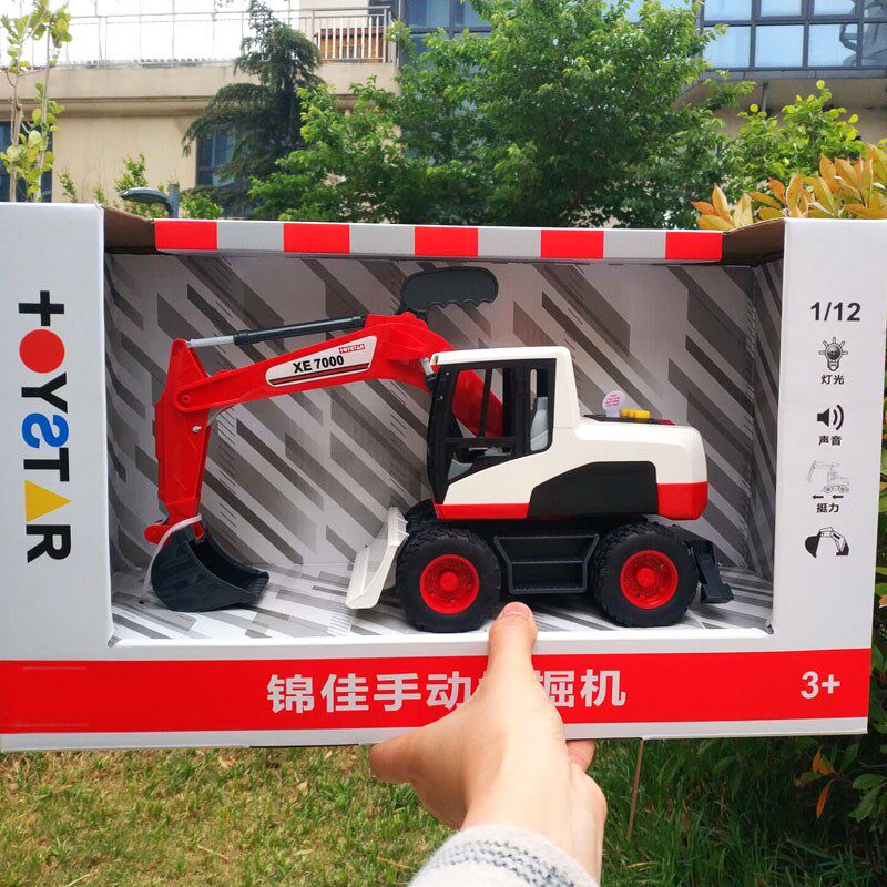 锦佳儿童惯性工程车大号声光手动挖掘机铲车推土机男孩.小汽车模