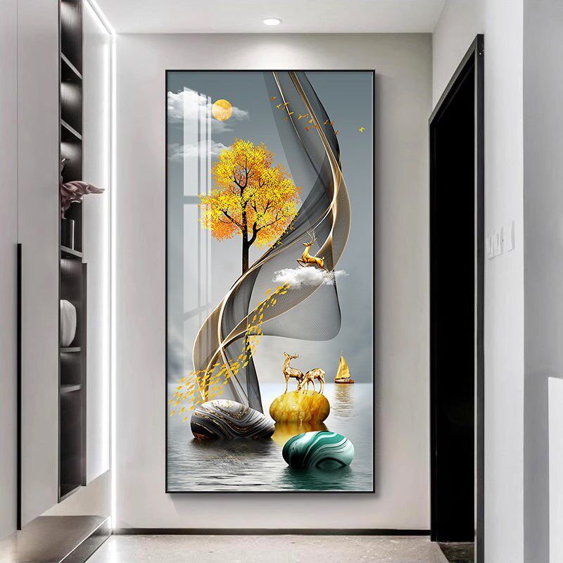 入户玄关装饰画 画竖版迎门墙走廊过道悬挂画 画现代客厅进门玄X