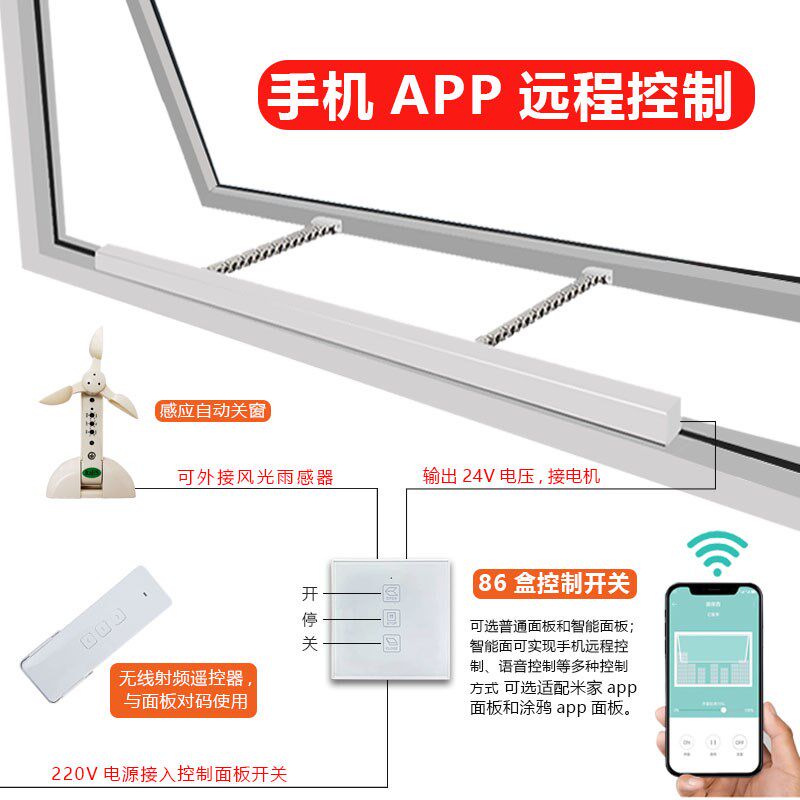 大推力双链条电动l智能开窗器阳光房采光井天窗雨感自动升降关窗