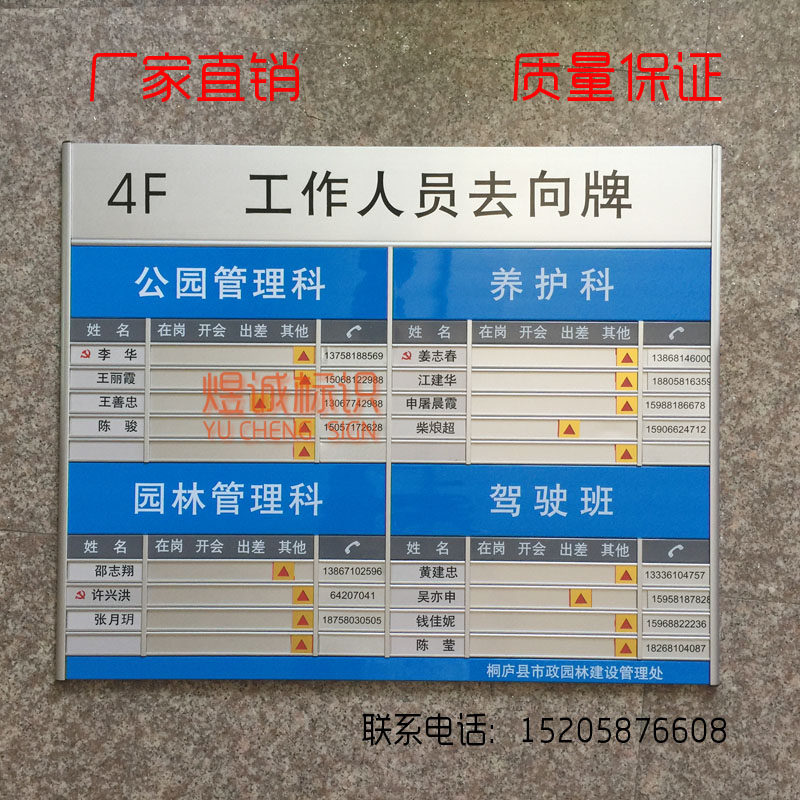 铝合金人员去向i牌公告导向牌标识牌门牌定制铝型材科室牌可更换