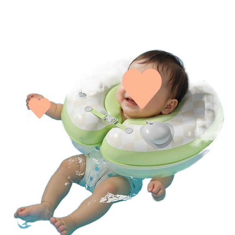 婴幼儿游泳圈母婴级PVC泳圈x0一1岁宝宝洗澡颈圈可调节新生儿脖圈