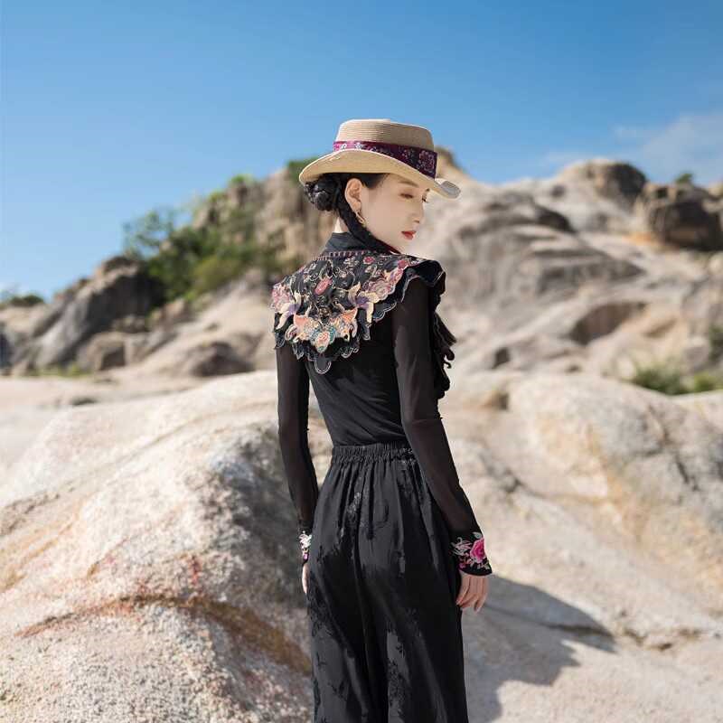 新中式重工刺绣披肩外p搭女2024新款云南丽江旅游度假时尚云肩配