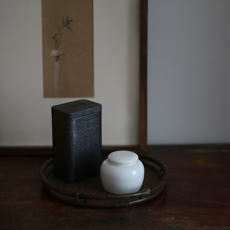 随身小茶罐旅行方l便装 甜白釉袖珍小号茶叶罐 茶席用迷你醒茶器