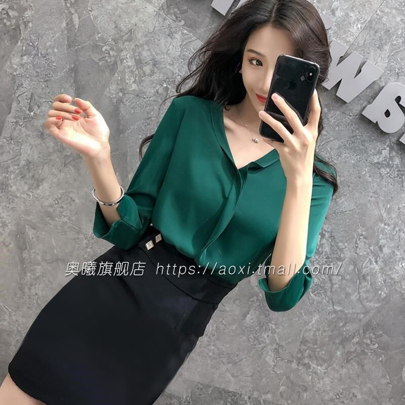 两件套洋气雪纺衬衫套装减龄矮个子春装显K高洋气衬衫套裙闺蜜套