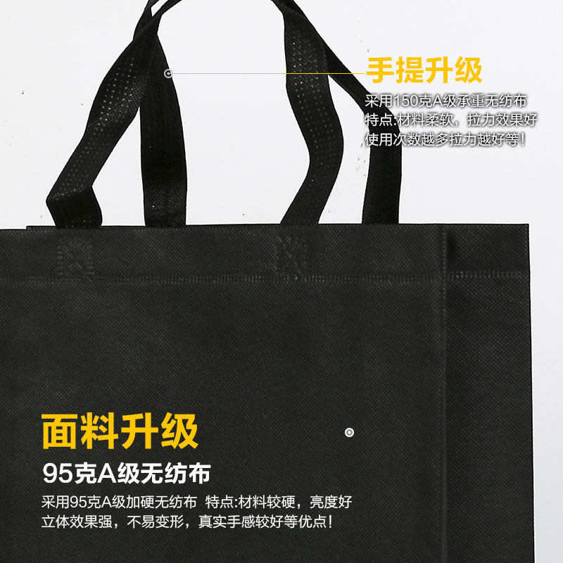 无纺布手提袋e定制培训招生地产广告宣传不织布黑色环保口袋印log