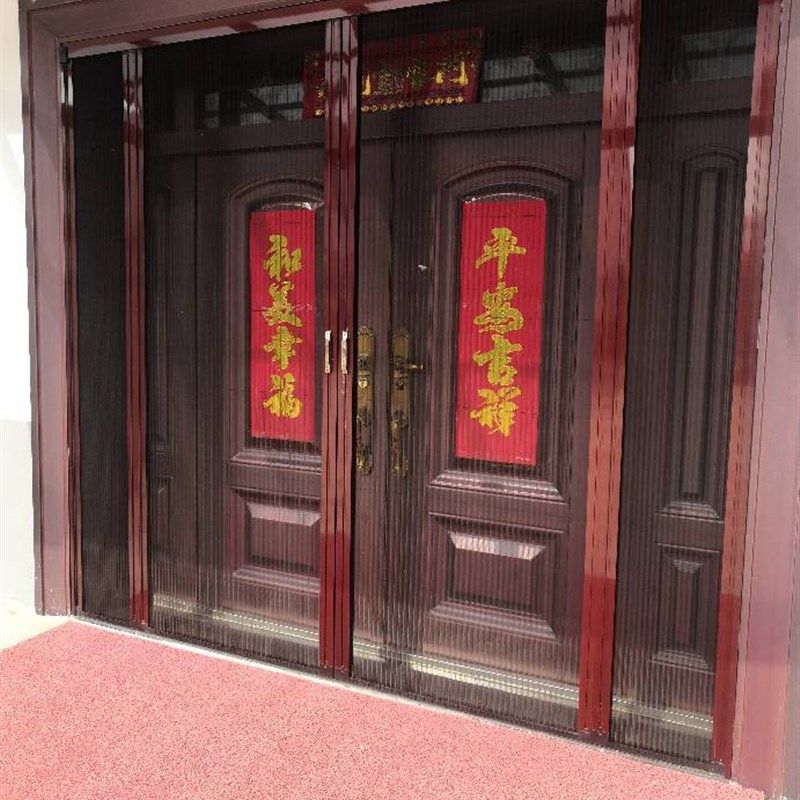定做铝合金推拉式隐o形折叠防蚊纱窗门风琴式无轨纱门车库免打孔