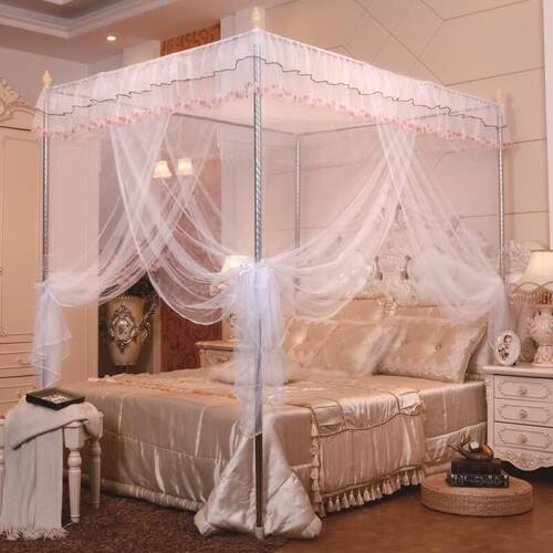 新款蚊帐三开门不锈支架宫廷1.2/1.5E/1.8m米床双人家用加厚公主