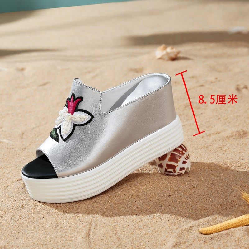 2025新款内增高拖鞋女时尚厚底夏季F百搭小码懒人休闲绣花凉拖女,女鞋,一字拖,淘宝优惠券,粉丝福利购,淘宝优惠卷