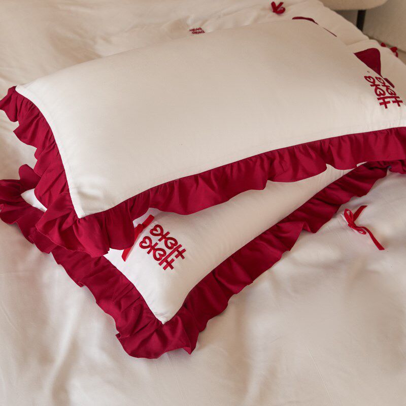 A类浪漫法式花边婚庆四件套喜刺绣全I棉结婚被套婚嫁床上用品4,床上用品,婚庆床品套件,淘宝优惠券,粉丝福利购,淘宝优惠卷