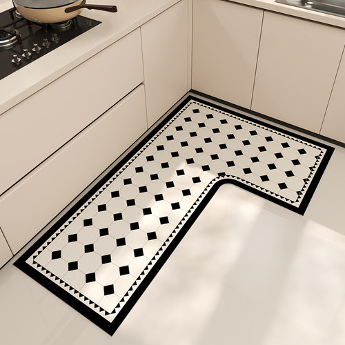 厨房地垫L形整块防滑耐脏超吸水防滑防I油脚垫家用拐角可裁剪地毯