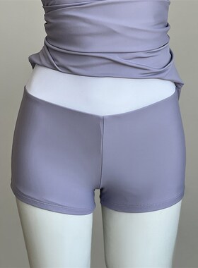 连体泳衣女显身材小胸防走光平z角裙裤洋气紫色运动风保守游泳装