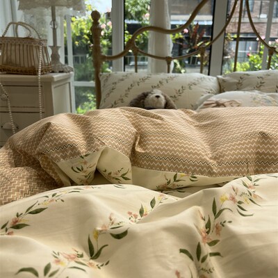 枝蔓ins美式g田园风小碎花床上三四件套全棉纯棉文艺1.5m1.8米被